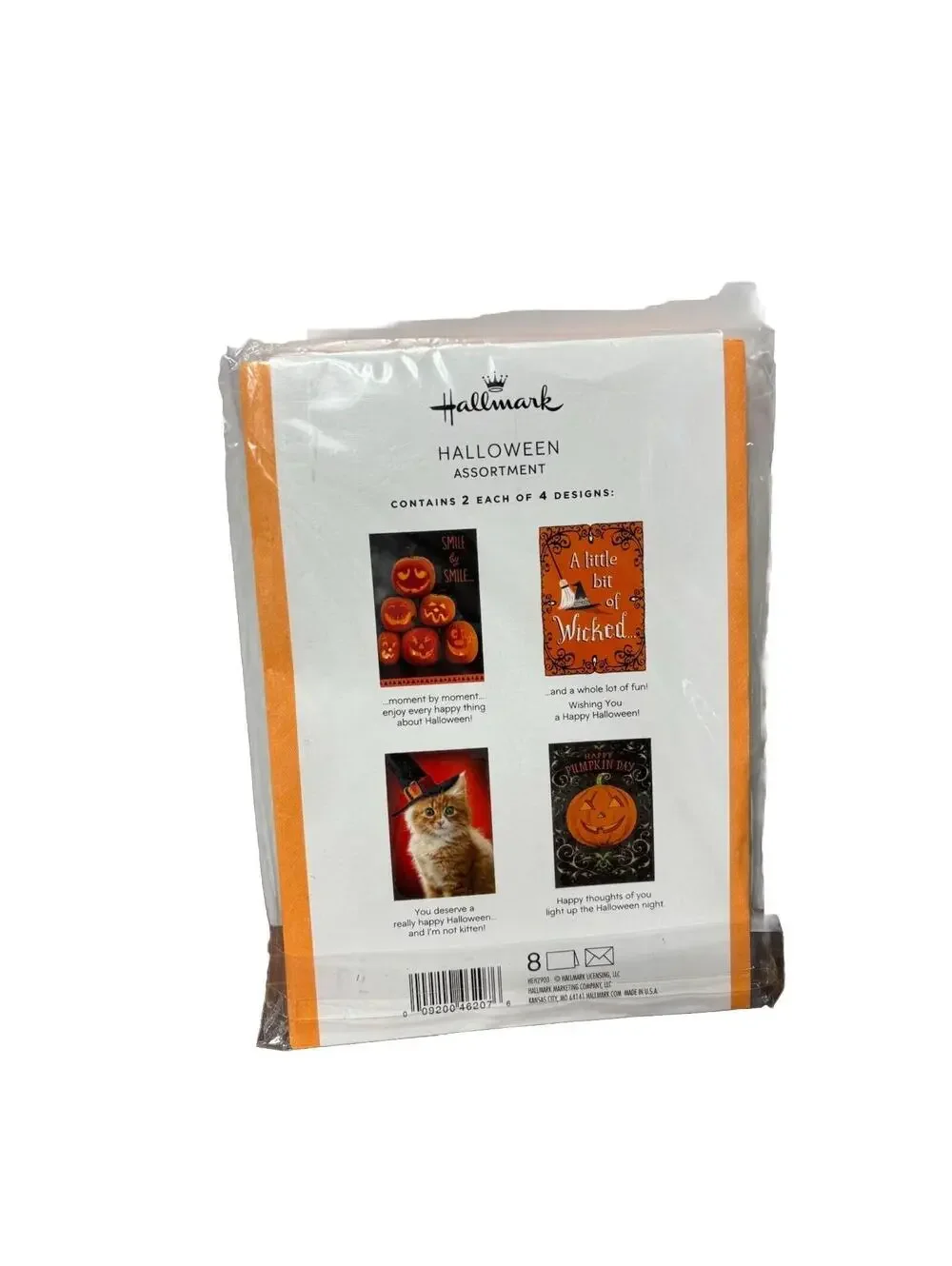 Hallmark Halloween Variety Greeting Cards Festive Pumpkins,Witch Hats & Cats 8pc